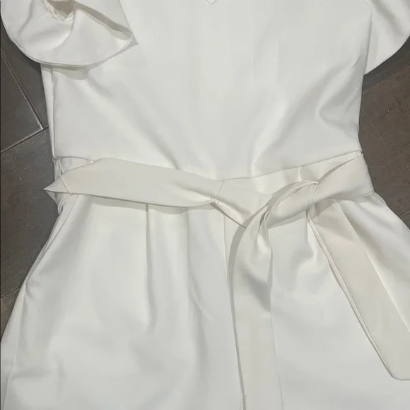 GB Girls Elegant White Ruffle Jumpsuit - Picture 5 of 11